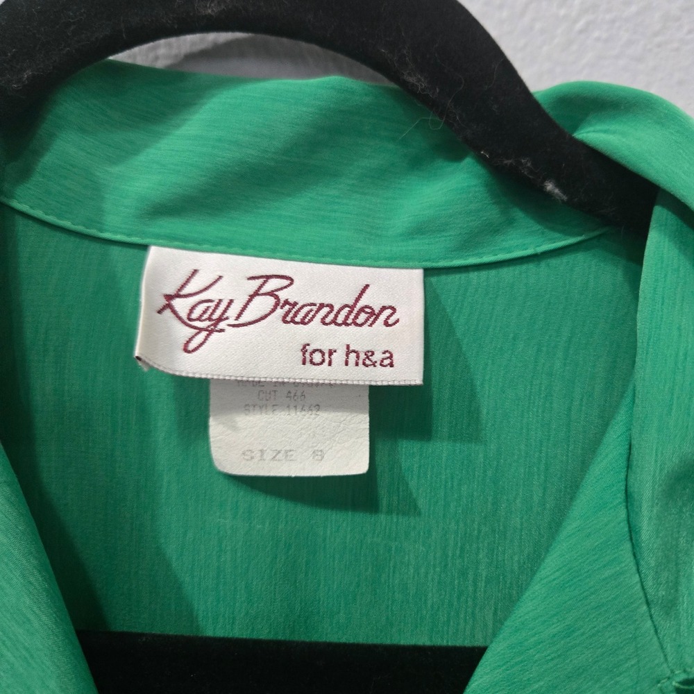 Kay Brandon Shirt Dress Size 8 Womens Green Vintage 80s Midi Tiered Short Sleeve - Picture 4 of 7